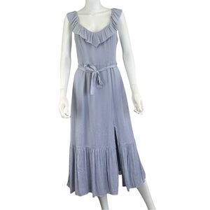 PAIGE Blue Satin Print Midi Dress Size S